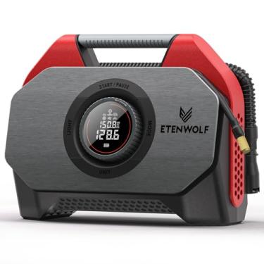 Imagem de ETENWOLF Compressor de ar portátil Vortex S6SE sem fio, bomba de ar de 160 PSI para pneus de carro com bateria de 15600 mAh, ciclo de serviço 100% e cilindro duplo, bomba de ar para veículos pesados