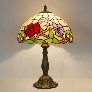 Imagem de OUFULA American Vintage Lâmpada De Mesa LED Luxo Criatividade Sala De Estar Estudo Quarto Lâmpada De Cabeceira Villa Hotel Cor Vidro Mesa Luz (Estilo 17)