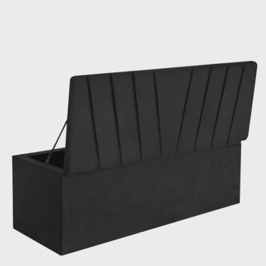 Imagem de Calçadeira Recamier Baú Bélgica 160cm Queen Size Para Quarto Box Suede Preto - Ahz Móveis