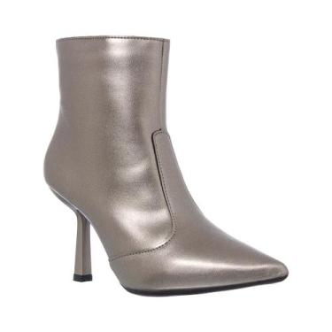 Imagem de Bota Feminina Cano Curto Bico Fino Salto Alto Com Zíper Leve - Stessy 