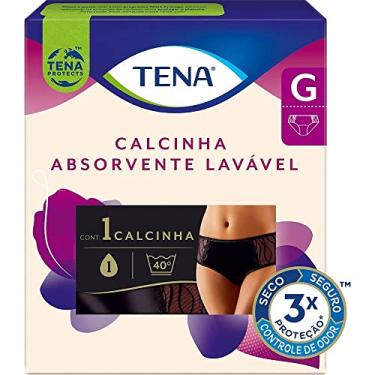 Imagem de Tena Calcinha Lavável, Calcinha Absorvente para Incontinência Urinária, Preta - G