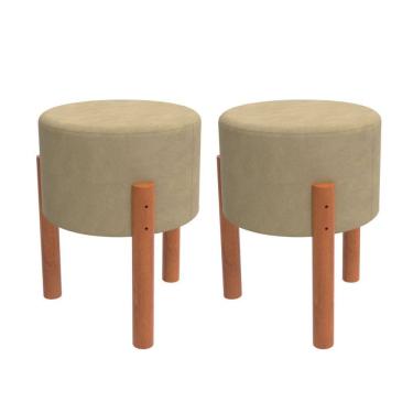 Imagem de Kit 2 Banquinho Redondo Estofado Reforçado Banqueta Puff
