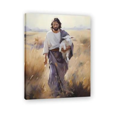 Imagem de Thinking About Moving Forward Jesus Wall Art Life Child Of God Poster Católico Cristão Senhor Pintura Religiosa Imagem Bíblia para Sala de Estar Igreja Pinturas Modernas Arte Decorativa 65 x 50 cm