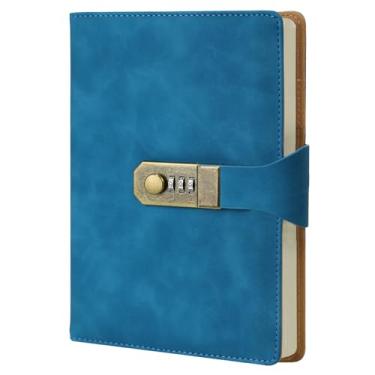 Imagem de LUMAI Caderno com Cadeado, Folhas em Branco Sem Pauta, Diário com Fechadura Secreta, Ideal para Criatividade, Privacidade, Projetos e Desenhos, Capa de Couro Resistente e Design Discreto – Azul