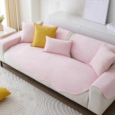 Imagem de Capa de sofá universal para quatro estações, antiderrapante, tipo toalha, capa de sofá de canto em forma de L, tapete para sala de estar, A6, 1 fronha de 45x45