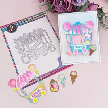 Imagem de Alinacutle 1 conjunto de carrinhos de doces, carrinha de sorvete, corte, metal, moldes de gravação em relevo para scrapbook, presente, artesanato, artesanato, cartões, faça você mesmo, álbum de