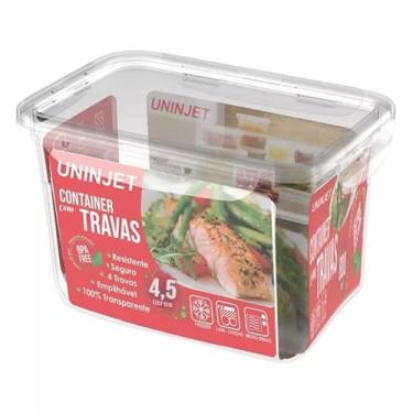 Imagem de Kit 10 Potes Marmita Grande 4500ml Container c/Tampa 4 Travas (Ideal Para Freezer e Micro-ondas)