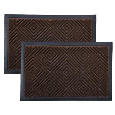 Imagem de Kit com 02 Tapete Capacho 60x40cm Bem Vindo Emborrachado para Porta(KIT COM 02,TABACO)