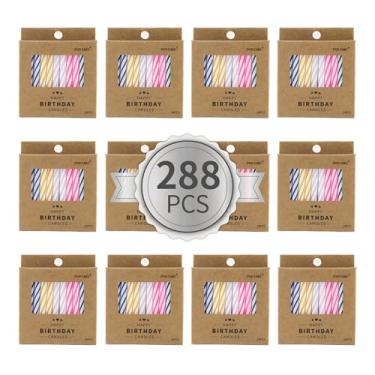 Imagem de PHD CAKE Vela de aniversário espiral multicolorida de 288 unidades, velas de aniversário para bolo, velas de cupcake, celebração de festa