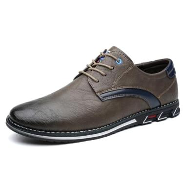 Imagem de WELRUNG Sapato Oxford masculino premium elegante casual com cadarço caminhada negócios dirigir sapatos sociais, Caqui, 37