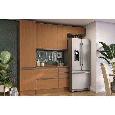 Imagem de Cozinha Modulada Completa Maxxi 5 Peças (2Aéreos+1Balcão+1Paneleiro+1Complemento) C5P117 Canela - Kappesberg