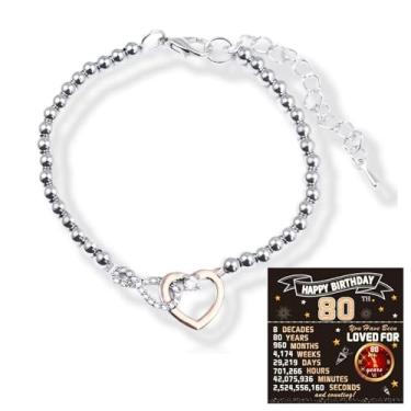 Imagem de LEMEDE Presentes de aniversário para mãe, esposa, avó, filha, avó - Pulseiras ajustáveis de coração infinito com caixa de exibição de joias e cartão de presente, Regular, Pedra preciosa de zircônia