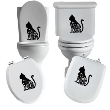 Imagem de Adesivo gato 9 vaso sanitário privada caixa acoplada descarga azulejo 