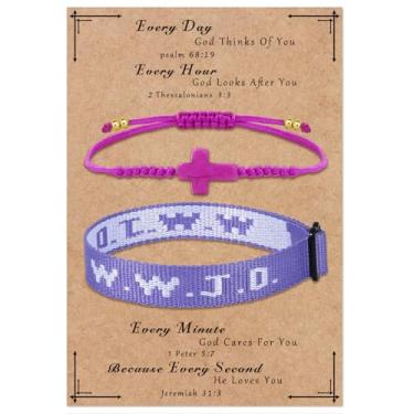 Imagem de Raicegs WWJD Pulseira de corda cruzada para mulheres homens presente cristão Jesus pulseiras fé religiosa Páscoa joias cristãs para mulheres, adjustable, Níquel, Sem Pedra Preciosa