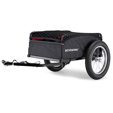 Imagem de Schwinn Porter Cargo Bike Trailer, Max Weight 100 lbs, Elasticized Mesh Net, Large Knobby Tires, Black