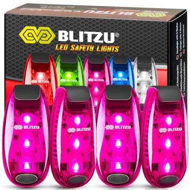 Imagem de Luz de segurança LED BLITZU pacote com 2 + bônus grátis – Luzes de corrida piscantes de aviso estroboscópio para corredores, crianças, bicicleta, barco, coleira para cães, carrinho de bebê. Acessórios para o seu equipamento reflexivo, à noite., rosa