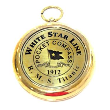 Imagem de Bússola de latão RMS Titanic 1912 com bolso de latão, lindo modelo de trabalho