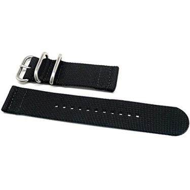 Imagem de Da Luca Pulseira de relógio de nylon balístico de duas peças - preta (fivela fosca): 22 mm