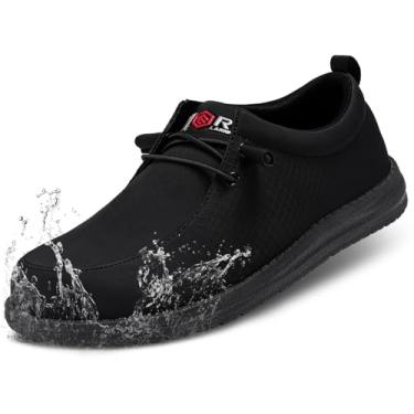 Imagem de LARNMERN Mocassins Femininos À Prova D'Água Com Biqueira De Aço, Calçados Leves E Confortáveis Para Caminhada, Segurança Trabalho (9 Mulheres, Preto)
