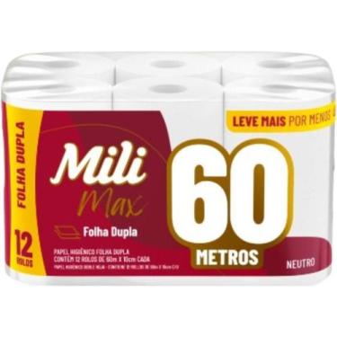 Imagem de Mili Papel Higienico Folha Dupla 12Rolos 60 Metros, 12