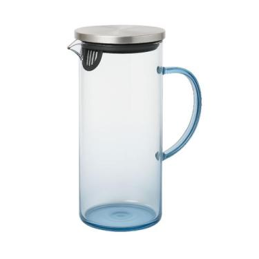 Imagem de Jarra Vidro Resistente Azul 1,5 Litro Suco Agua Tampa Inox 1 UN - Vist