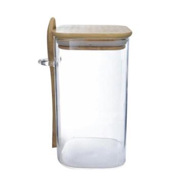 Imagem de Pote hermético de vidro com tampa e colher de bambu 700ml - Cosy