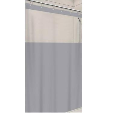 Imagem de Cortina Para Box Pvc Impermeável Antimofo com Visor(CINZA)