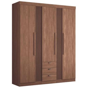 Imagem de Guarda Roupa Solteiro 3 Portas Ripado Lens Jatobá
