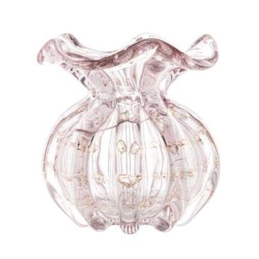 Imagem de Vaso Murano Vidro Italy Rosa Claro e Dourado Wolff 10x11cm
