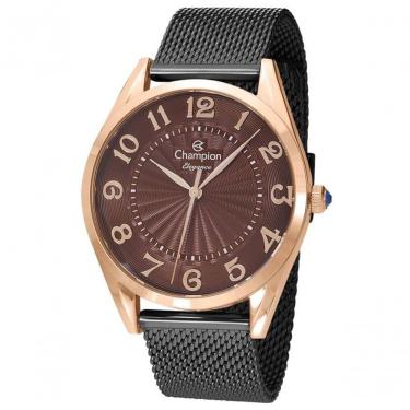 Imagem de Relógio Champion Feminino Preto Rosê Esteira Cn24459z