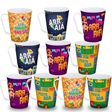 Imagem de Kit 10 Canecas Festa Junina Lembrancinha Prenda Decoração Colorida São