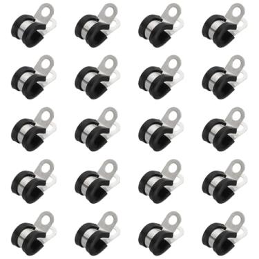 Imagem de PATIKIL Braçadeiras de cabo de 3/8 polegadas, 50 peças de aço inoxidável 304 braçadeira de conduíte de cabo tira rígida clipes de borracha de metal para tubos suporte de mangueira de fio suporte de