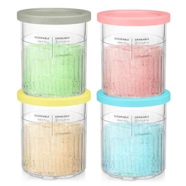 Imagem de 4 Pack Replacement Pints and Lids-FIRJOY Substituição para canecas Ninja Creami Deluxe (Deluxe 680 g - pacote com 4)