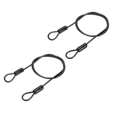 Imagem de PATIKIL Cabo de aço inoxidável revestido de vinil de 3/40.6 cm de diâmetro com laços, 2 peças de corda de fio flexível de 1,2 m (119,4 cm) Cadeado de corrente de segurança para iluminação de palco ao