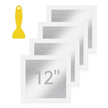 Imagem de 4 peças de remendo de reparo de drywall 30.5 cm x 30.5 cm kit de reparo de malha de fibra de parede de alumínio autoadesivo com raspador de metal grande furo folha de rocha patch para teto drywall