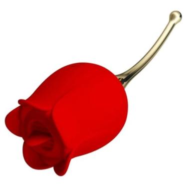 Imagem de Estimulador De Clitóris Rose Lover Brinquedo Sexual Vibrador Floral com Língua e 12 Vibrações