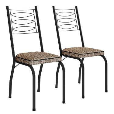 Imagem de Kit 2 Cadeiras Aço Carbono Tubular Metálica Acabamento D-25 Luana