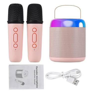 Imagem de Ymiko Conjunto de Caixas de Som do Microfone Portátil Mini Alto -falante de Máquina de karaokê Com 2 Microfones Alto -falantes, Caixa de Voz Recarregável Ao Ar Livre e Handheld (Rosa)
