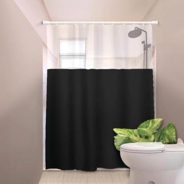 Imagem de Cortina de Box para Banheiro PVC com Visor, 138x198cm, Preto