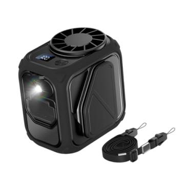 Imagem de Generic Ventilador para pendurar na cintura, com clipe de cinto e 5 velocidades, para pendurar no pescoço, para acampamento ao ar livre, Preto