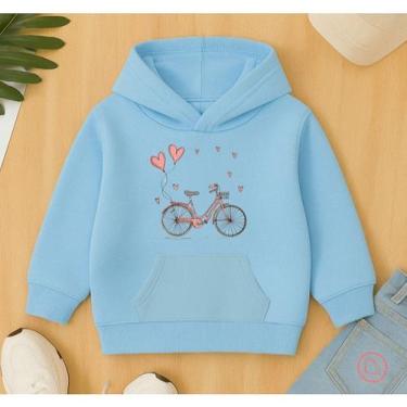 Imagem de Canguru Moletom Infantil Menina Feminino Estampa Bicicleta Corações Fo