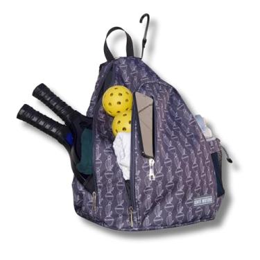 Imagem de Ignite Motions Bolsa Pickleball para homens e mulheres – Bolsa tiracolo ajustável/transversal com gancho de cerca/bolso de segurança/suporte para garrafa de água 2024 Design Pickle Ball (cacto)