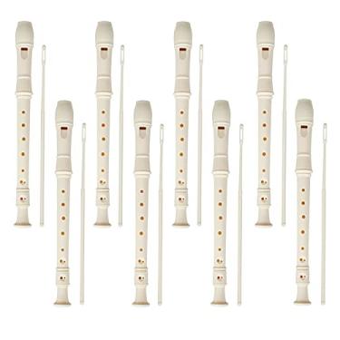 Imagem de 12 peças de 8 furos para crianças, gravador de soprano descendente de 8 furos, instrumento de gravação de música infantil com haste de limpeza