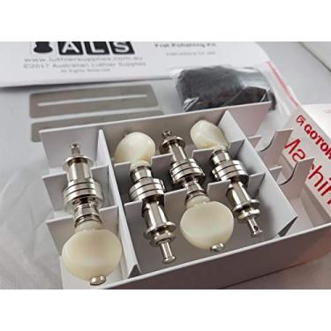 Imagem de Gotoh Banjo Tuners (Kit de polimento de traste ALS bônus) Sintonizadores modelo SPBJ4-AIN da Gotoh Japan Conjunto de 4 botões de níquel com perolado – Kit de polimento de trastes da Gotoh Australian Luthier Supplies