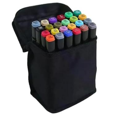 Imagem de Kit de Canetinhas Ponta Dupla para Colorir – Estojo com Marcadores Coloridos Permanente (24 Cores)