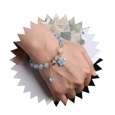 Imagem de Xduargs Pulseira de mão com contas de arco-íris Boho pulseiras coloridas com contas vintage pingente de flor escrava pulseira de corrente ajustável pedra da lua com contas de mão pulseiras joias para