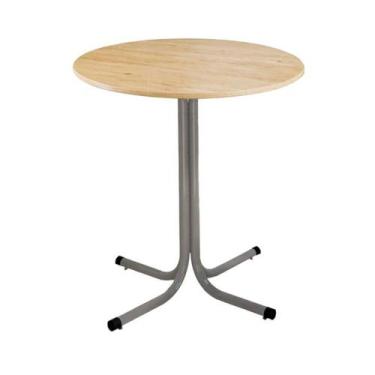 Imagem de Mesa de Jantar Redonda 80cm Cinza Tampo Madeira Pinus - Lamar Design
