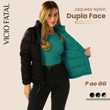 Imagem de Jaqueta Bobojaco Feminina Nylon Dupla Face Collors Impermeável Aconchegante Gola Alta-Feminino