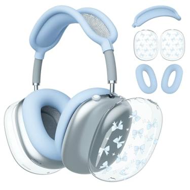 Imagem de BlHMCASE Capa de fone de ouvido para AirPods Max, capa de silicone azul Kawaii, capa de silicone azul para Apple AirPods Max