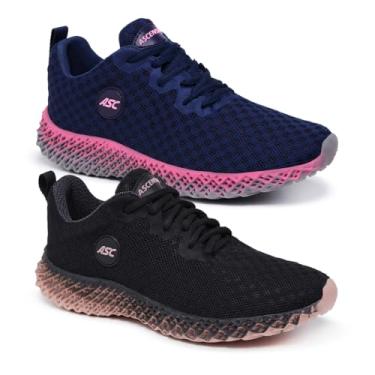 Imagem de Kit 2 Pares Tênis Ortopédico Feminino Ascension | Leve, Confortável – Para Caminhada, Academia e Uso Diário (Marinho+Pink/Preto+Rose, BR, Adulto, Numérico, 39)